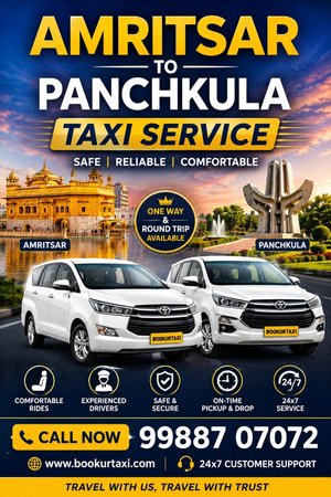 Amritsar to Panchkula Taxi | Booking Start ₹2970 - BookUrTaxi
