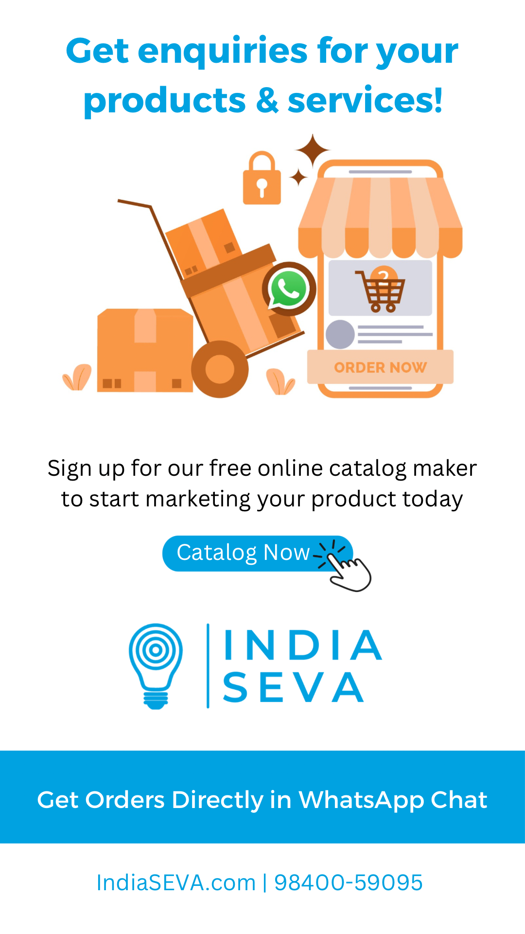 IndiaSEVA offers a 100% free digital catalog plus paid campaign solution