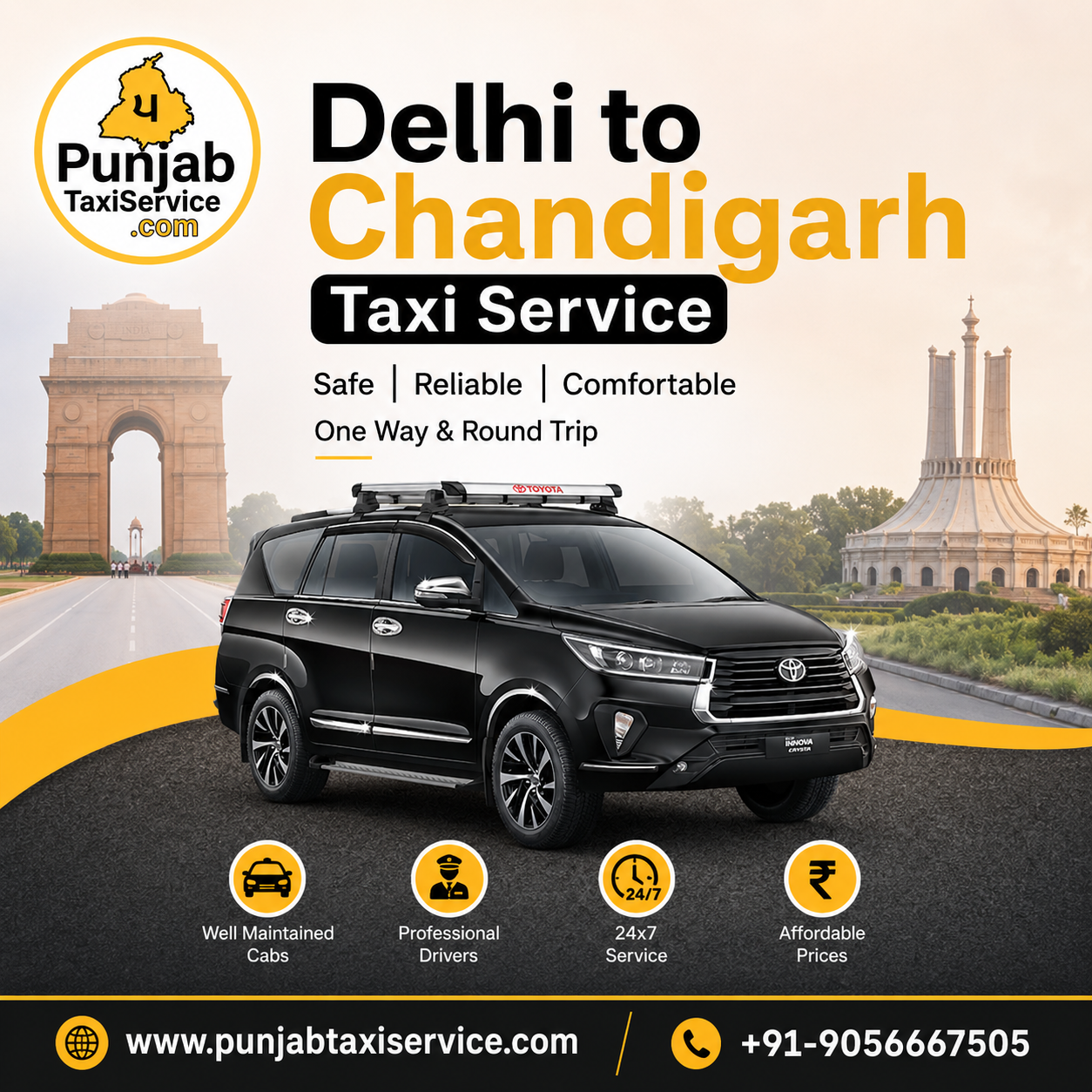 Delhi to Chandigarh Taxi Service: Your Ultimate Travel Guide with Punjab Taxi Service