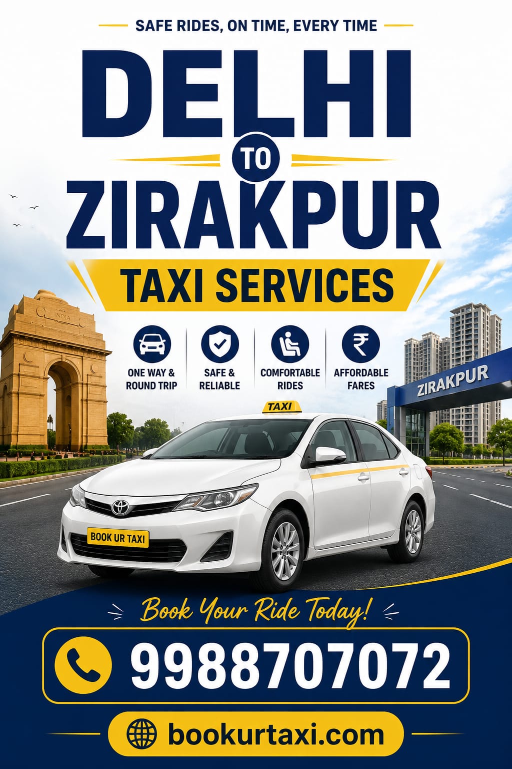 Delhi to Zirakpur Taxi