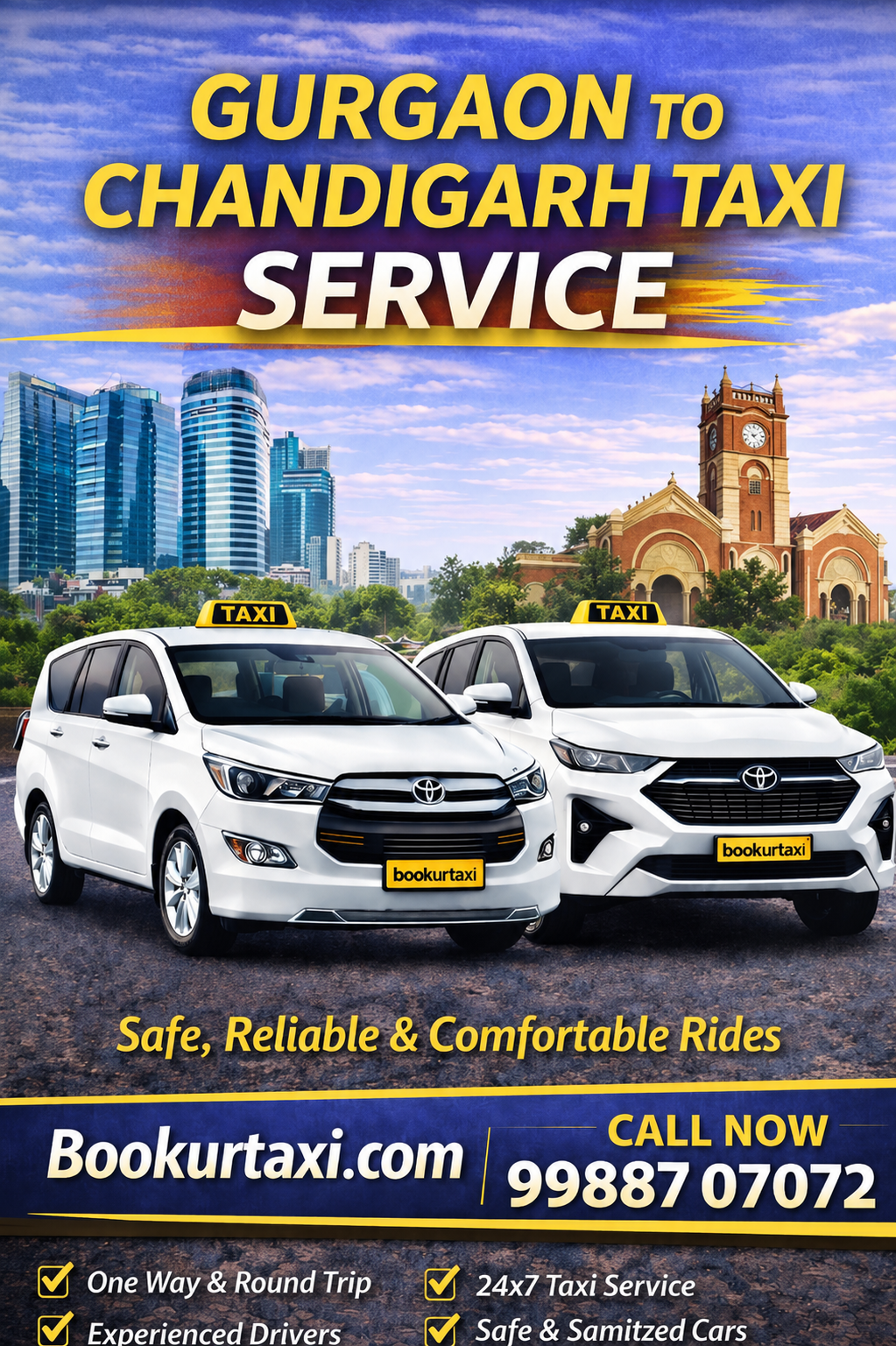 Gurgaon to Chandigarh taxi service | BookUrTaxii
