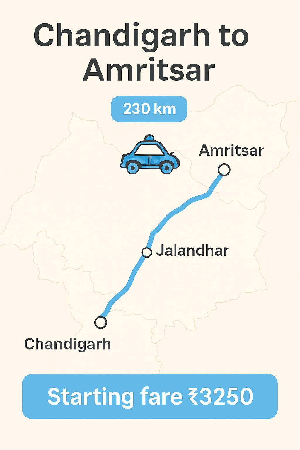 Chandigarh to Amritsar Taxi | Booking Start ₹3250 - BookUrTaxi