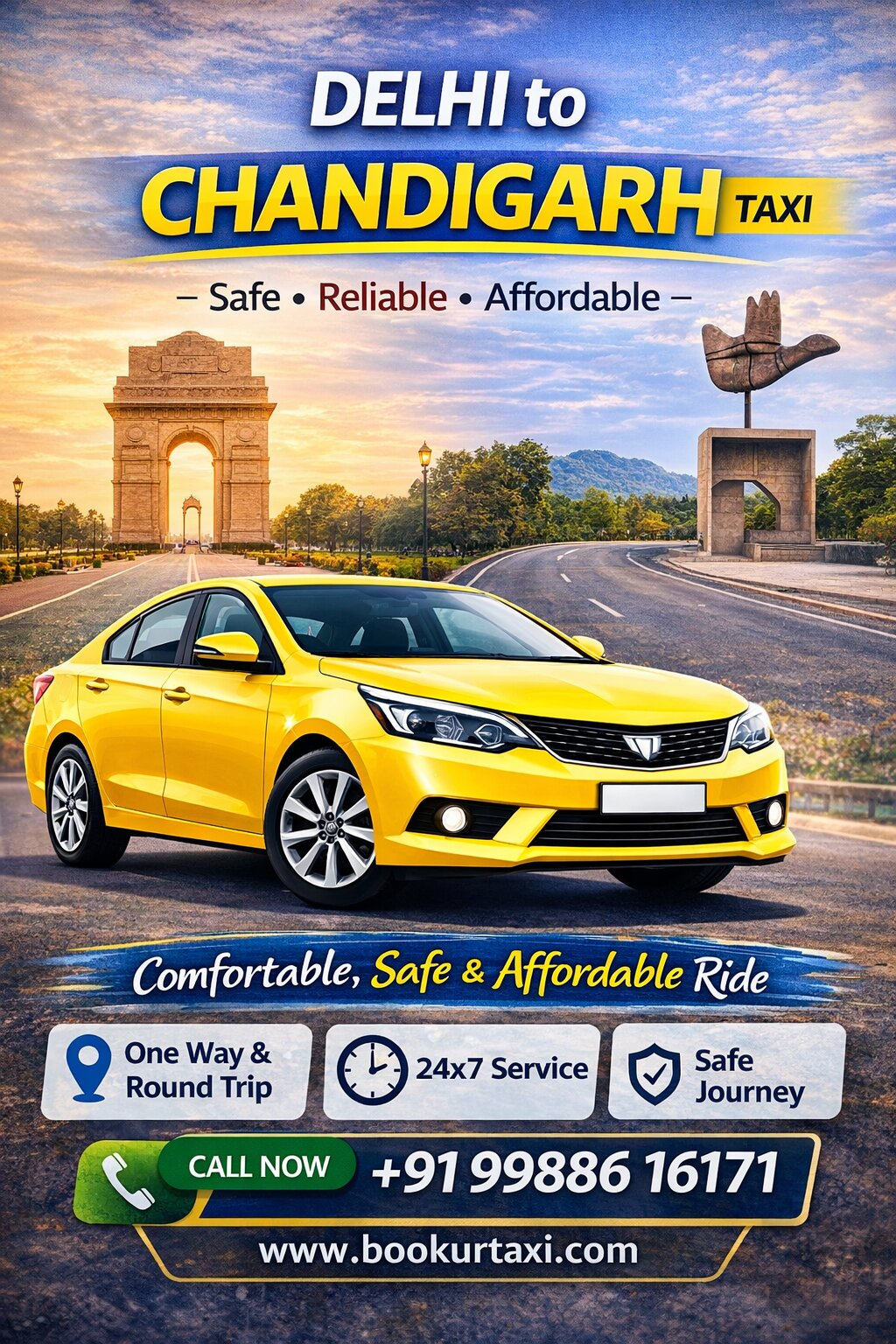 Delhi to Chandigarh Taxi Service – Book | BookUrTaxi